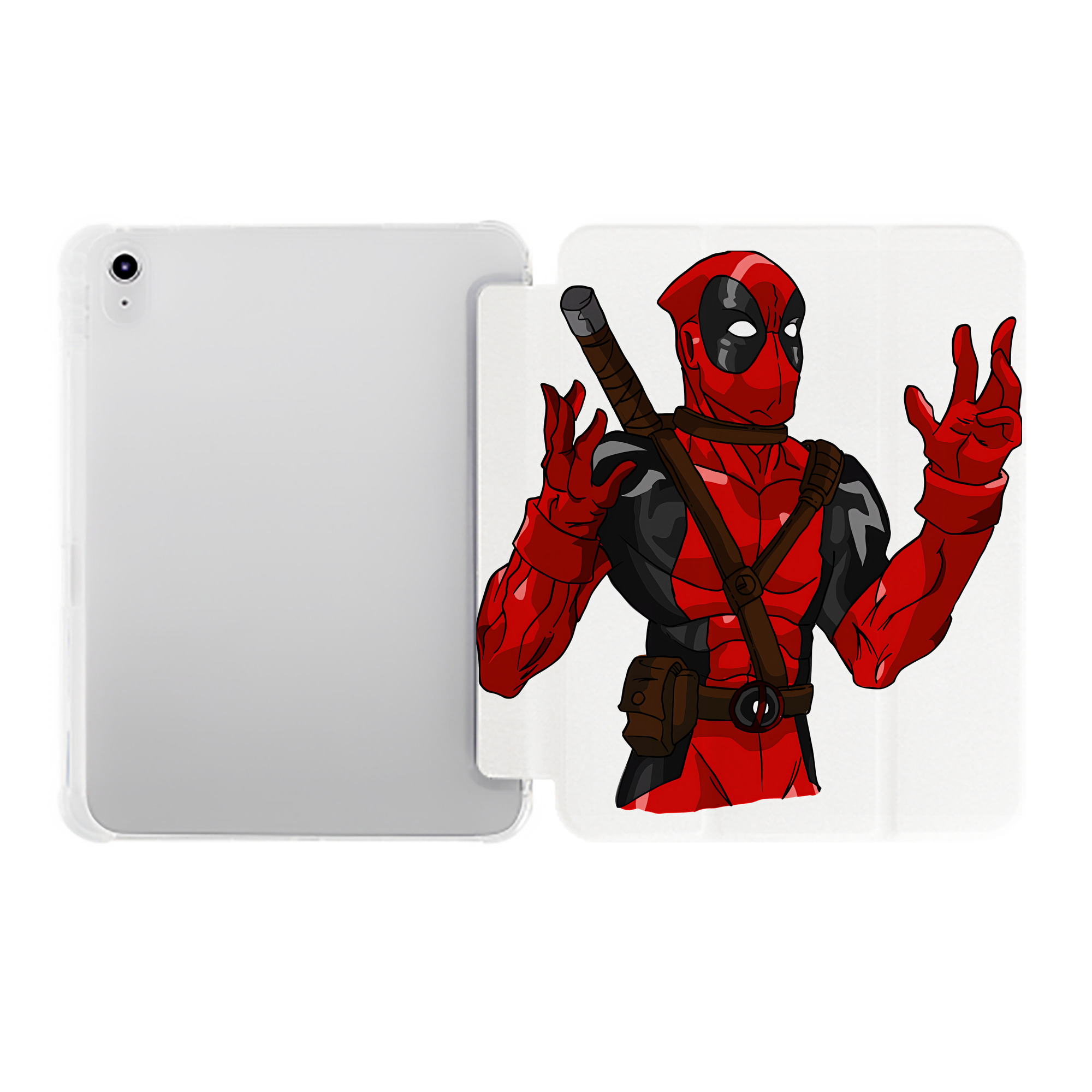 （画像用） Deadpool デッドプール IPad ケース ペン収納付き 三つ折りスタンド PUレザー×シリコン 対応機種9.5/10.5/10.9インチ